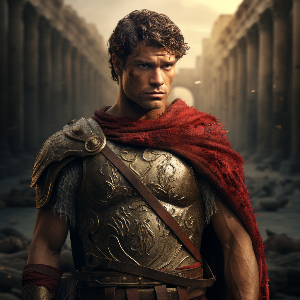 AI generated: Midjourney prompt: A cover of the Roman male character, in the style ... (Midjourney - Photography)