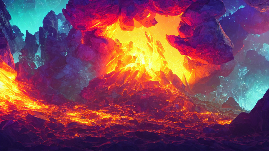 Stable Diffusion prompt: realm of shattered rainbow cryst...