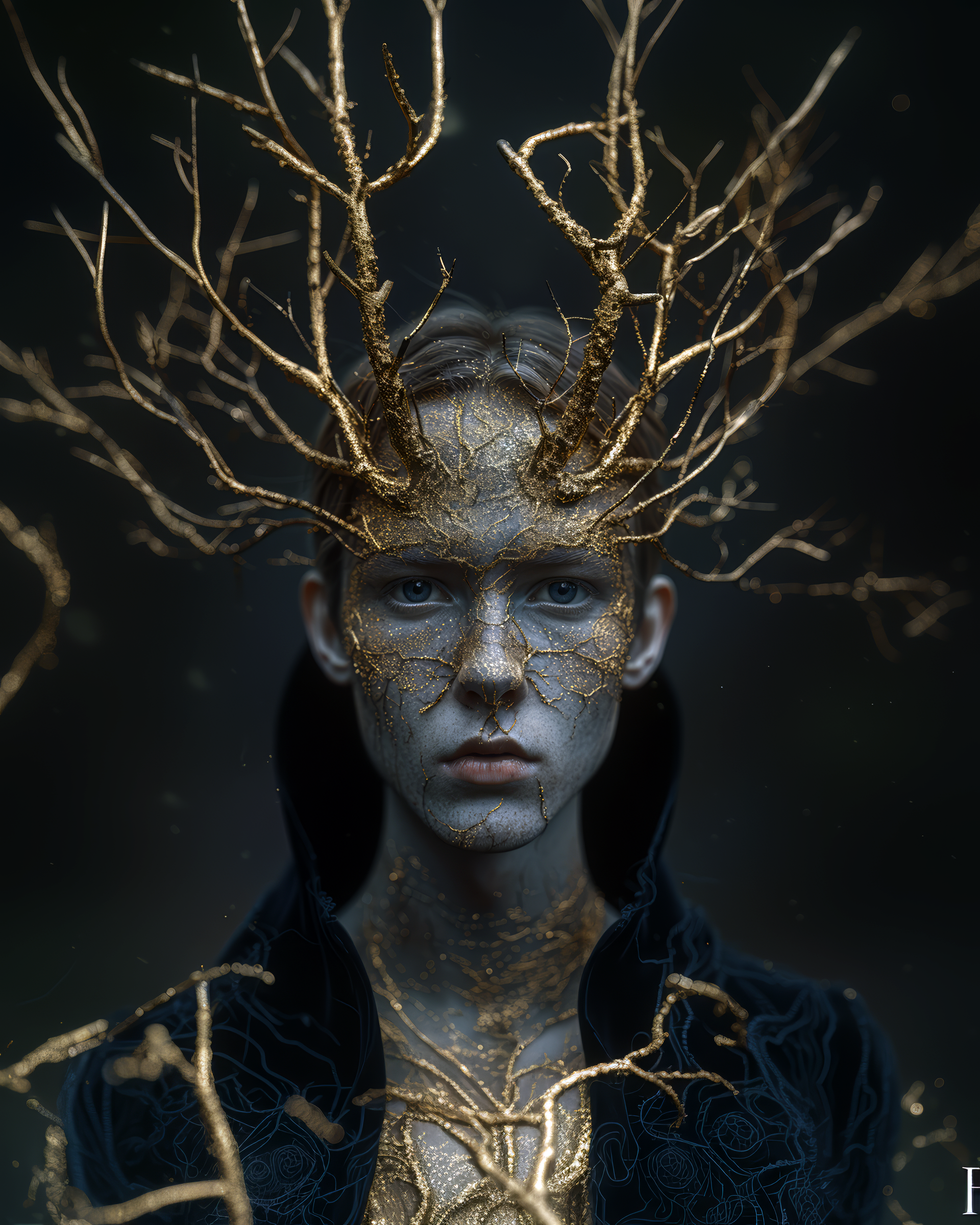 AI generated: gold filigram (Midjourney - Photography)