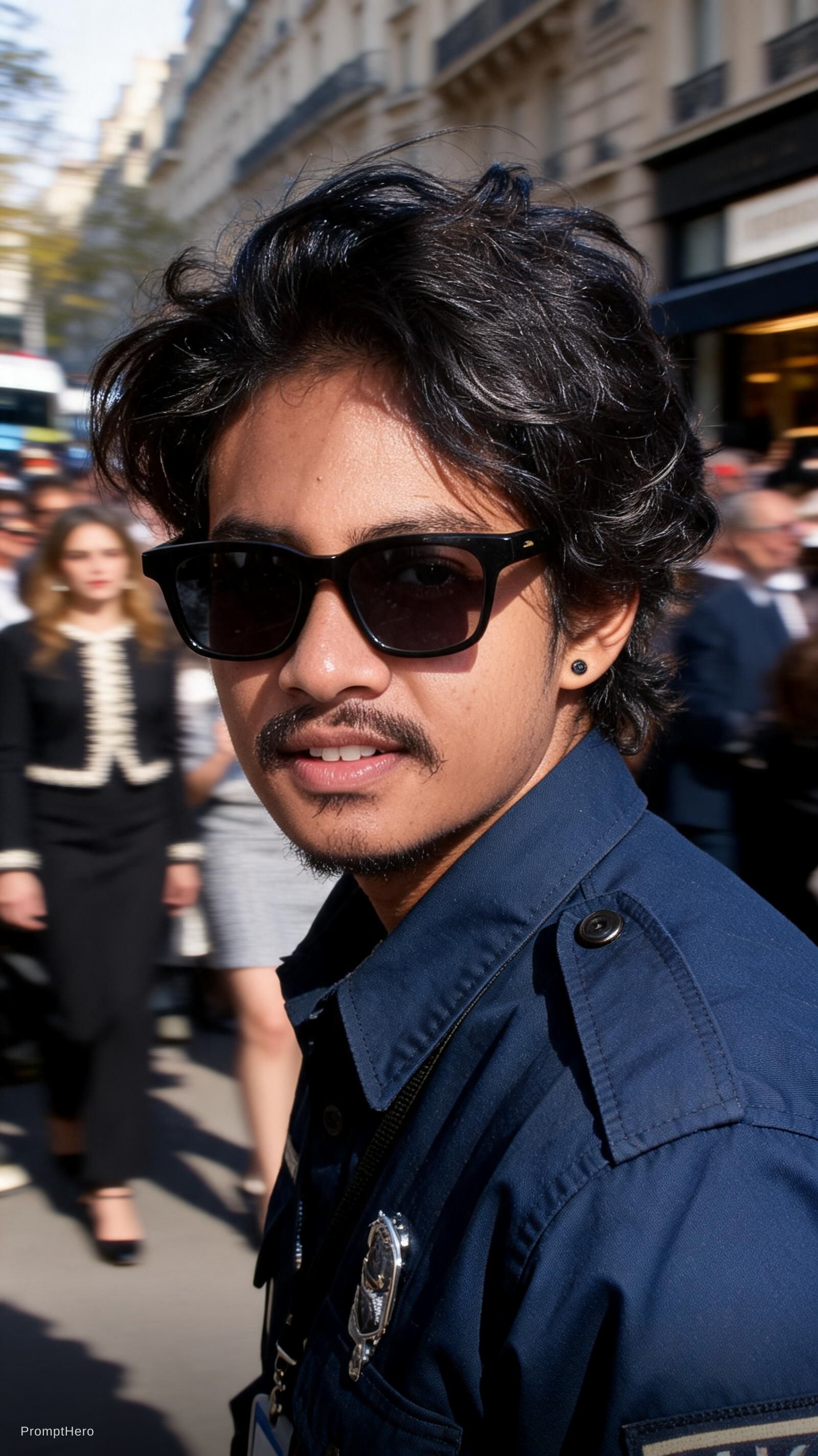 AI generated: Seedream 5 prompt: Paparazzi-style extreme close-up photo of a man wi... (Seedream 5 - Fashion)