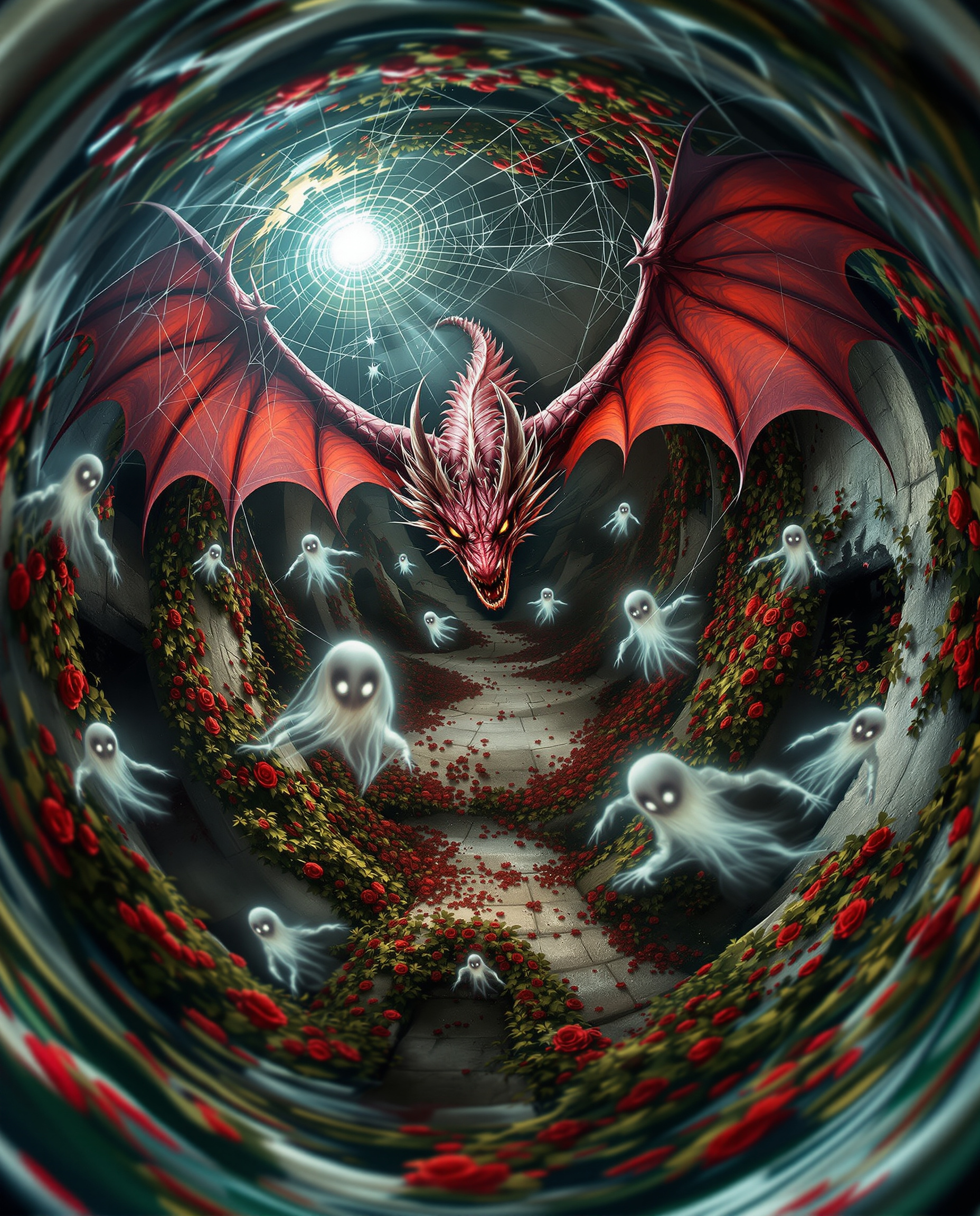 FLUX prompt: Fisheye lens aerial perspective perspective...