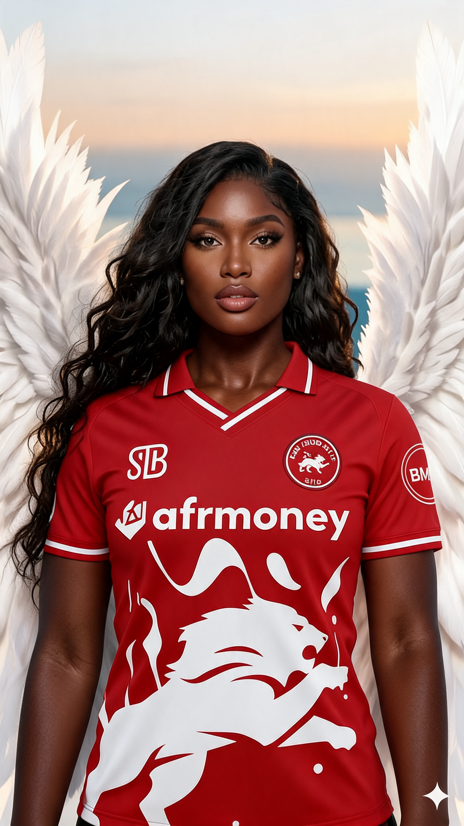 Seedream 5 prompt: swap the outfit of the angel with the attached red... - Seedream 5