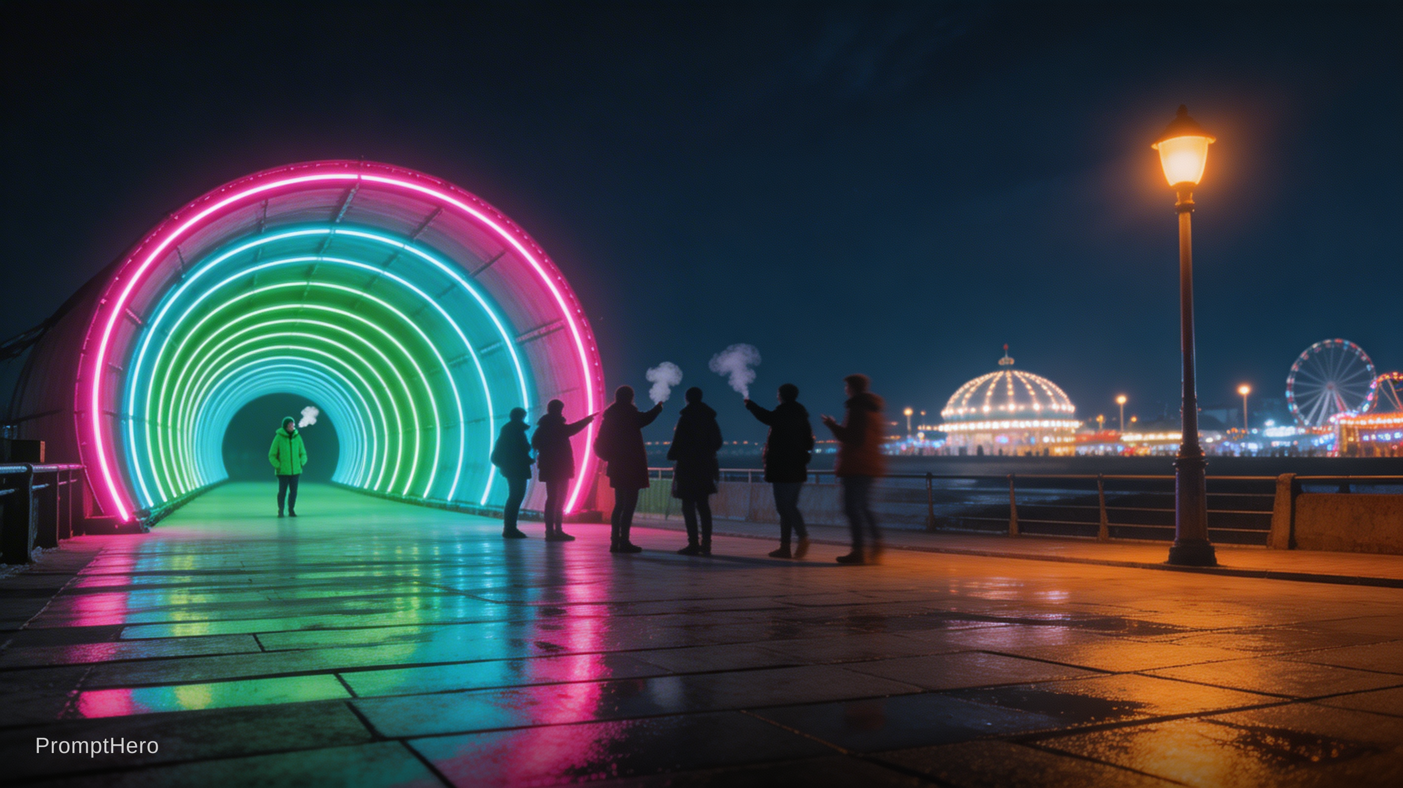 صورة مولدة بالذكاء الاصطناعي: Seedream 5 prompt: A dynamic wide-angle night photograph of a large i... (نموذج Seedream 5 - تصوير فوتوغرافي)
