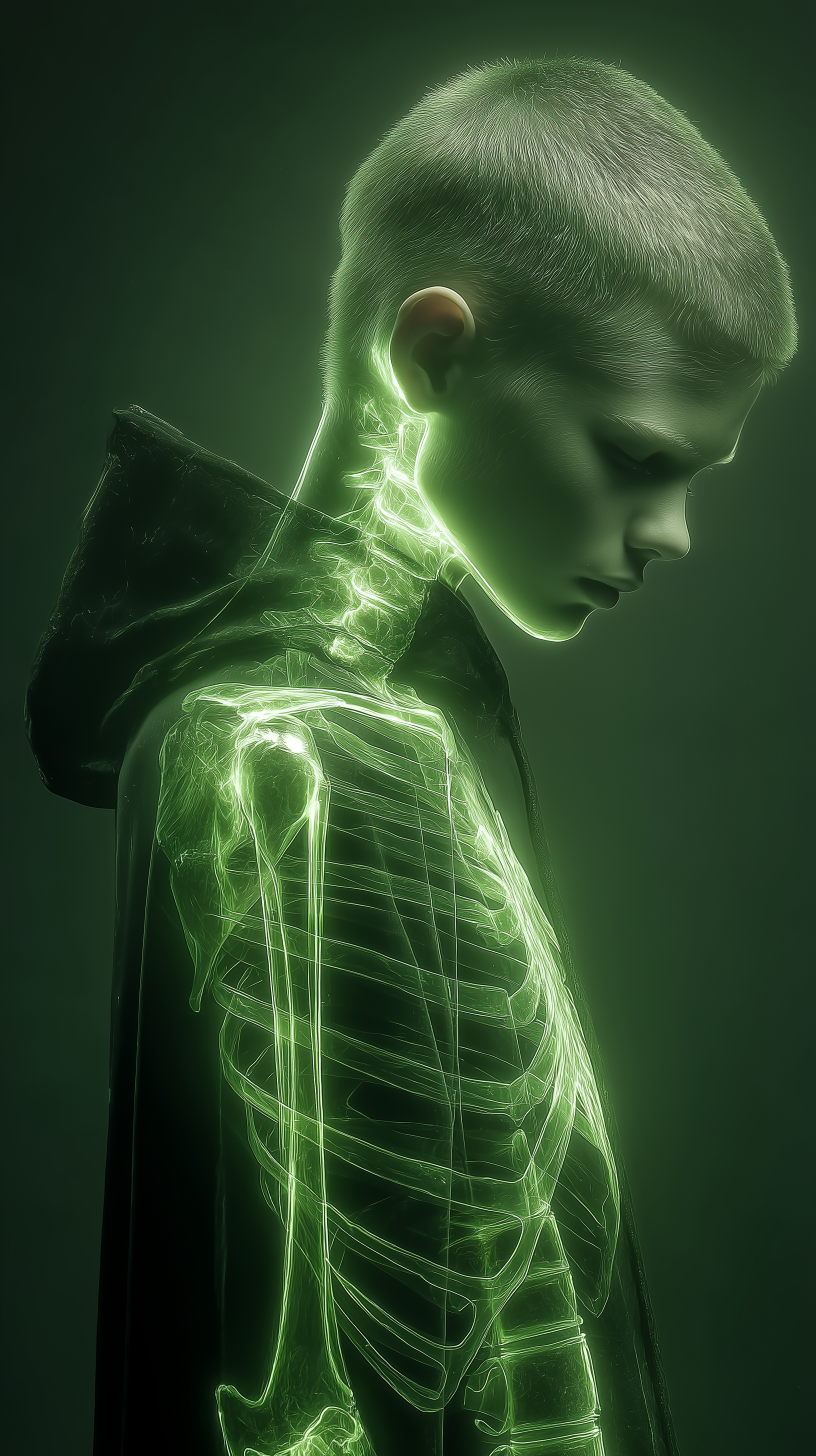 AI generated: Midjourney prompt: surrealism photo, x-ray, portrait, boy humanoid, u... (Midjourney - Portraits)