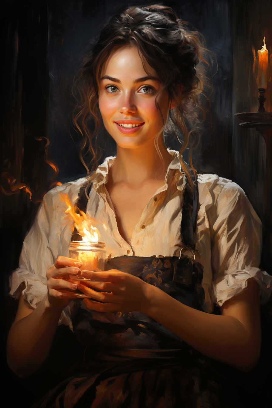 AI generated: Midjourney prompt: A warm, impressionistic painting of a super cute w... (Midjourney - Portraits)
