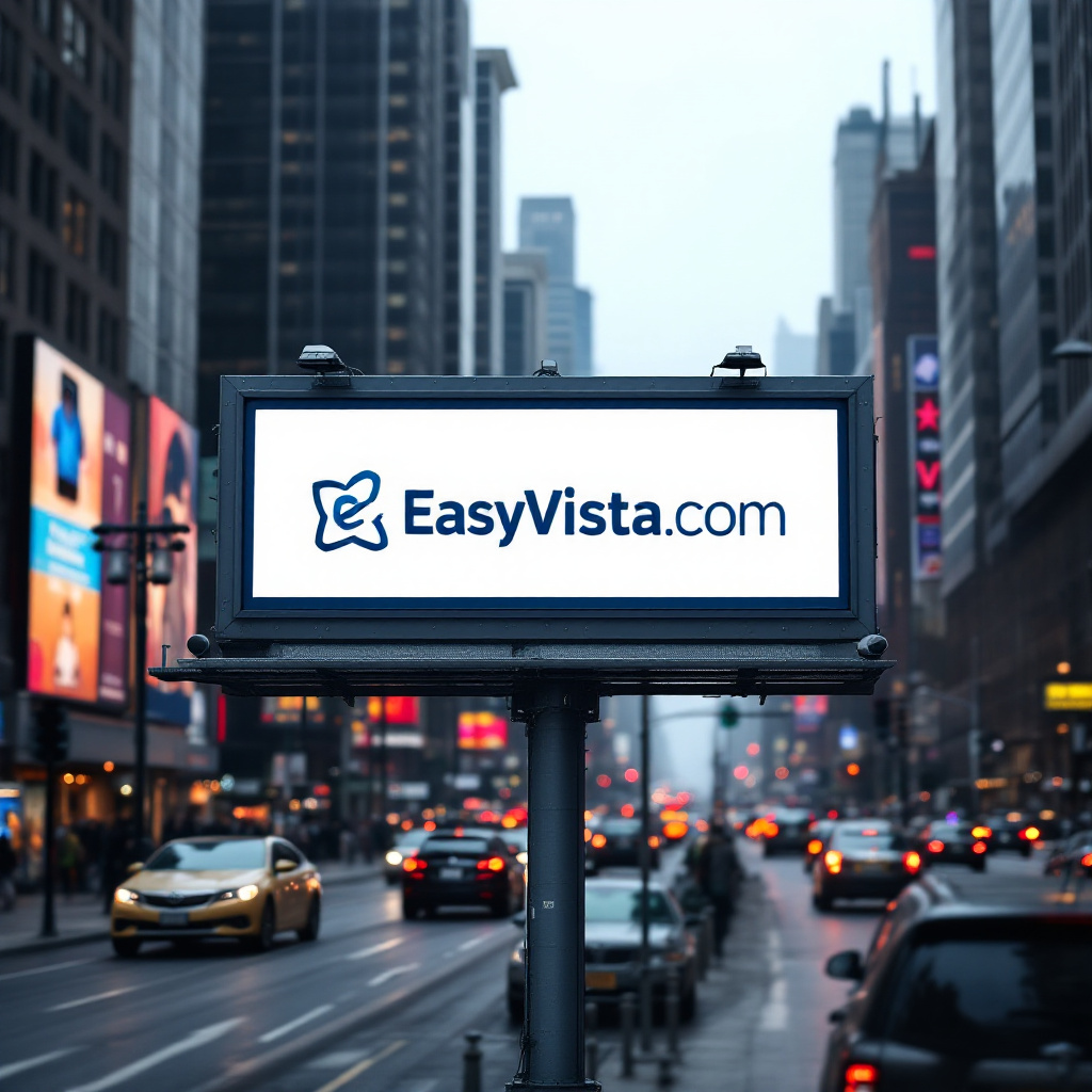 FLUX prompt: a billboard sign in a busy city with the log...
