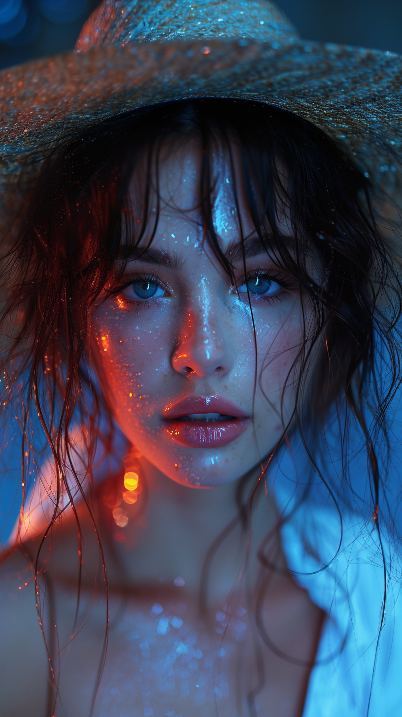 AI generated: Lucinda in the evening rain (Midjourney - Portraits)