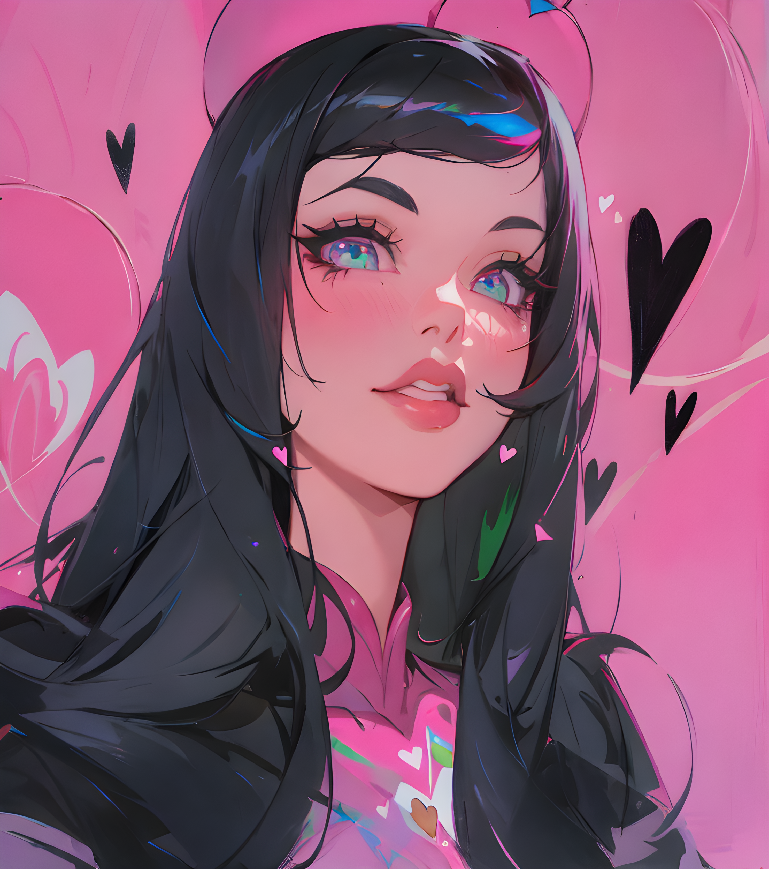 Counterfeit-V2.5 prompt: a painting of a woman with black hair, digital art... - Counterfeit-V2.5