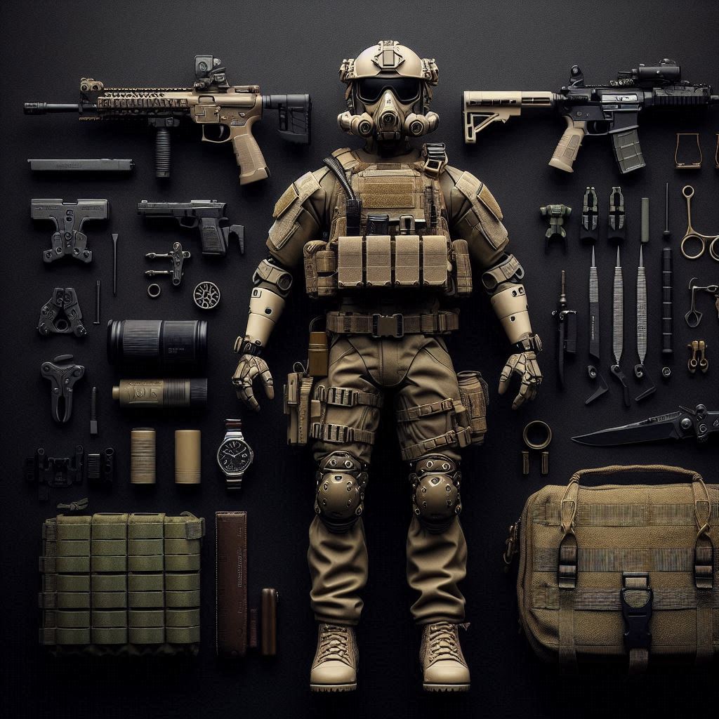 AI generated: Knolling photography of a Military Troop (Stable Diffusion - Fashion)