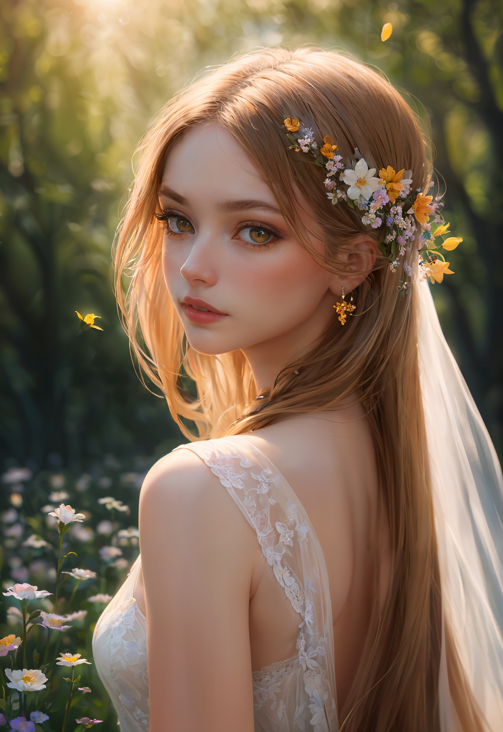 AI generated: Flowers and Sunlight (DreamShaper - Portraits)
