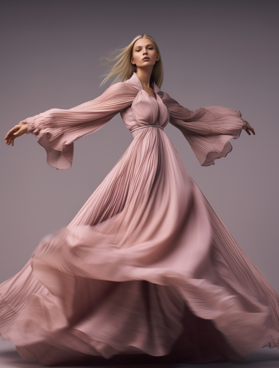 AI generated: Midjourney prompt: a woman in a long dress on the cover of a magazine... (Midjourney - Fashion)