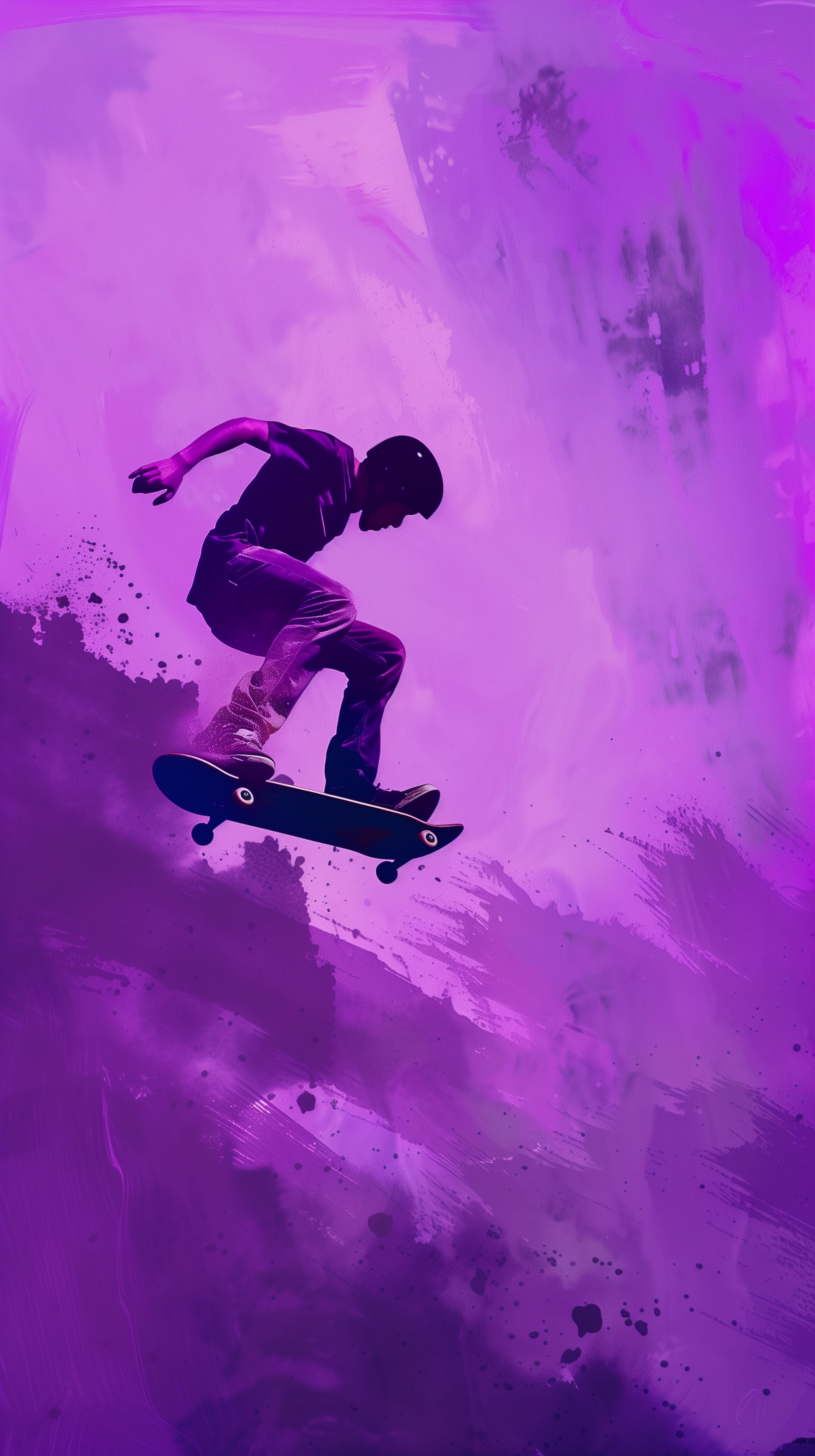 Midjourney prompt: vivid depiction of a skateboarder in mid-jump, dyn... - Midjourney