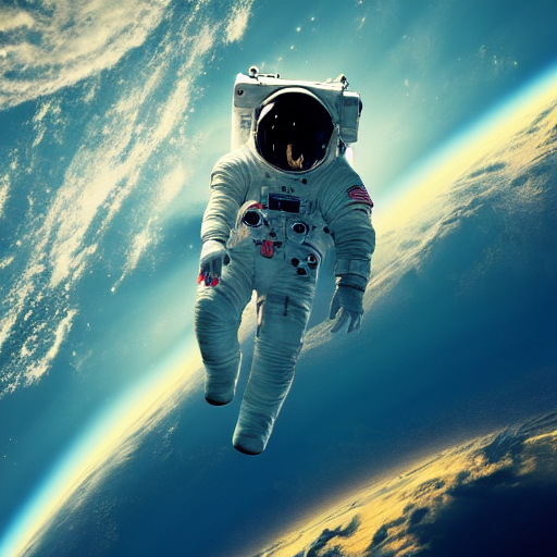 Stable Diffusion prompt: astronaut alone in space looking...