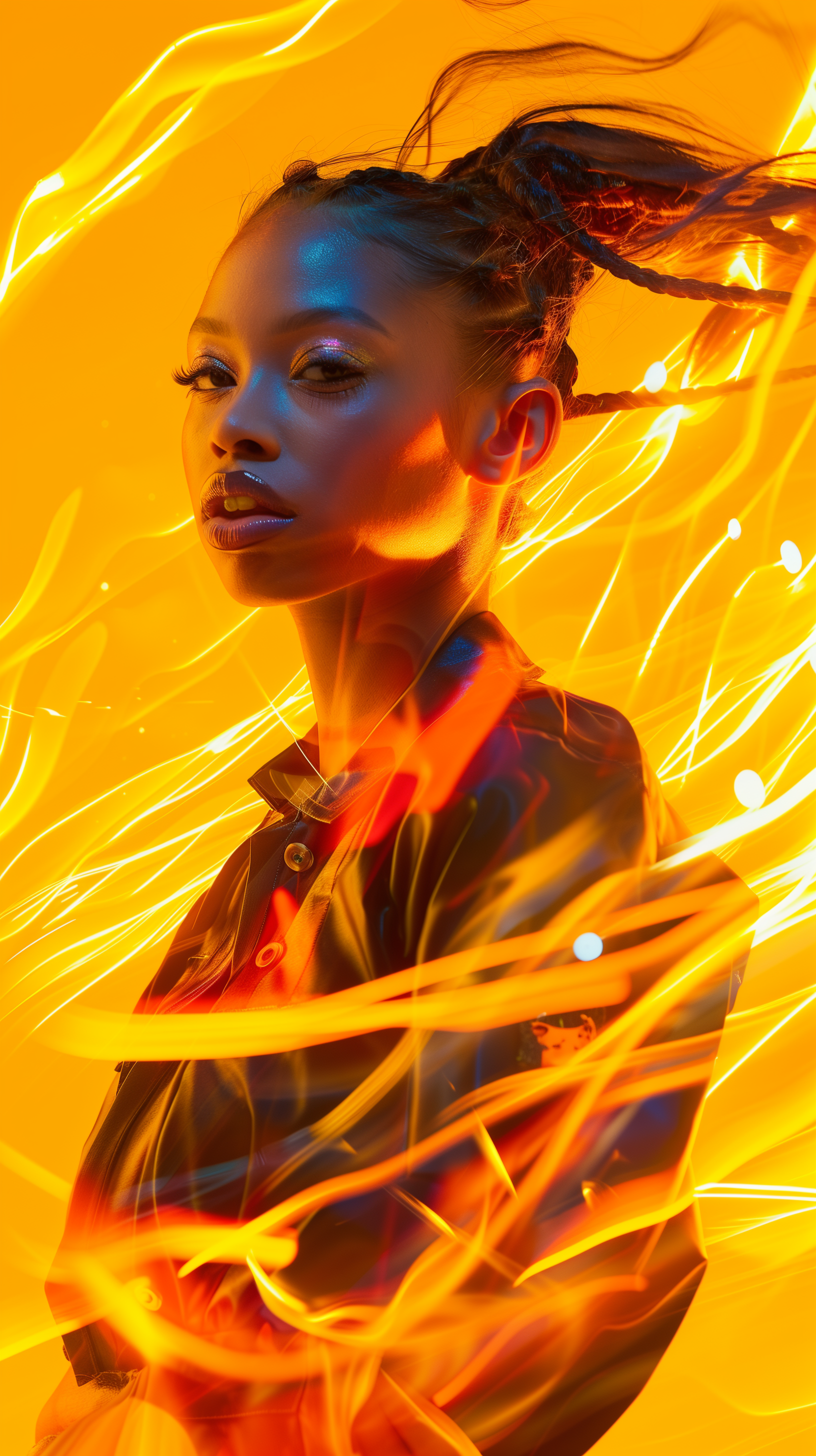 Midjourney prompt: photogtaphy, upper-body, street wearing, dynamic p... - Midjourney