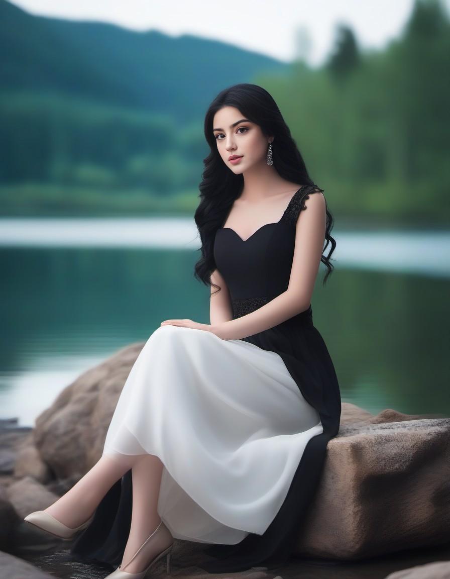 صورة مولدة بالذكاء الاصطناعي: Midjourney prompt: A very lovely 18-year-old girl with long black hai... (نموذج Midjourney - صور شخصية)