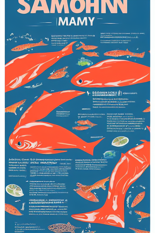 Stable Diffusion prompt: Design a poster for salmon marke...
