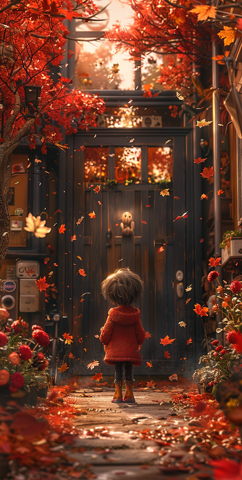 Midjourney prompt: A little girl with short hair and wearing a red wo... - Midjourney