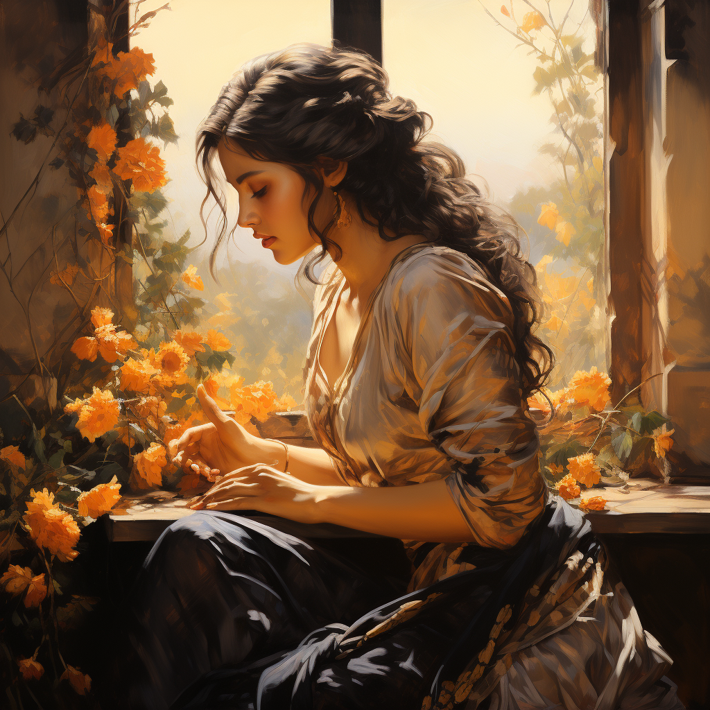 Midjourney prompt: An opulent depiction of a beautiful Indian woman i... - Midjourney