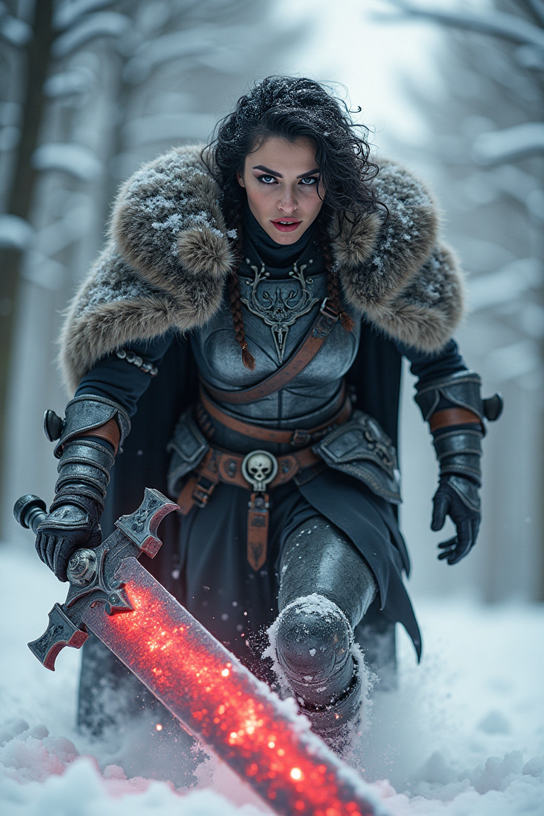 AI generated: FLUX prompt: Frozen Fray: A barbarian warrior, encased in batte... (FLUX - Photography)