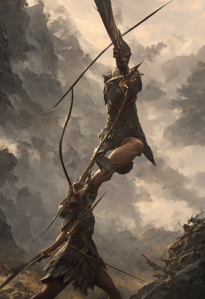 Stable Diffusion prompt: a bow and arrow fantasy weapon o...