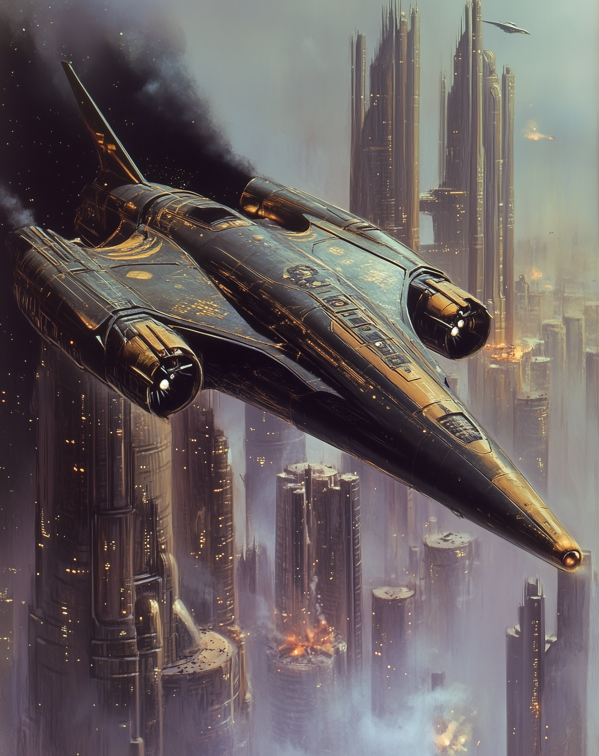 Midjourney prompt: 70s dark fantasy book illustration art, in the sty... - Midjourney