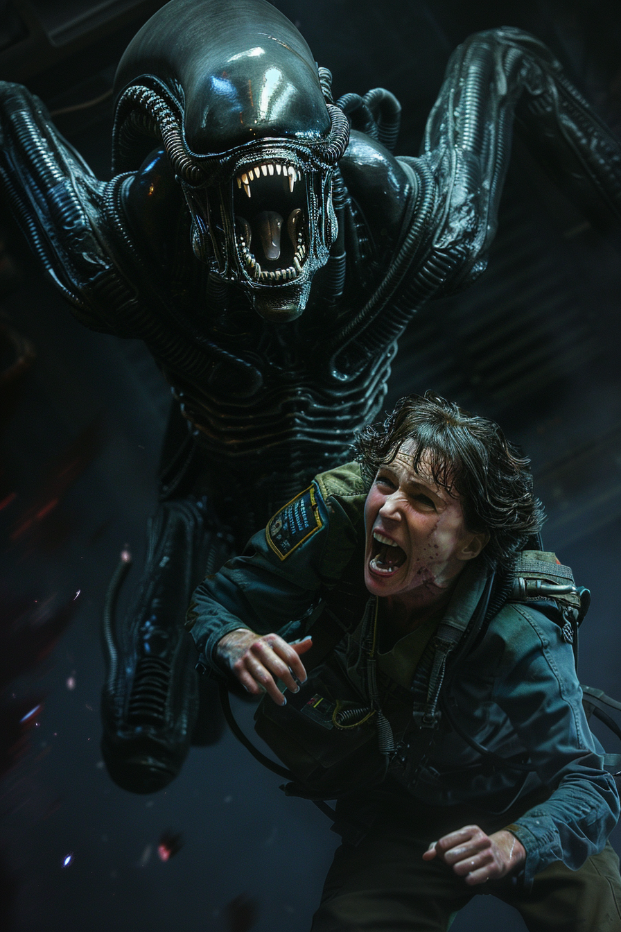 Midjourney prompt: A copy of the movie "ALIEN" in the style of Ridley... - Midjourney