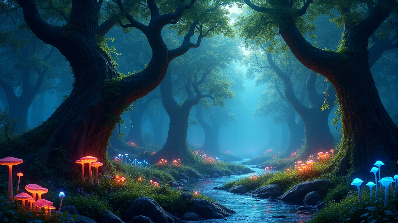 AI generated: FLUX prompt: A breathtaking magical forest bathed in a soft, et... (FLUX - Concept Art)