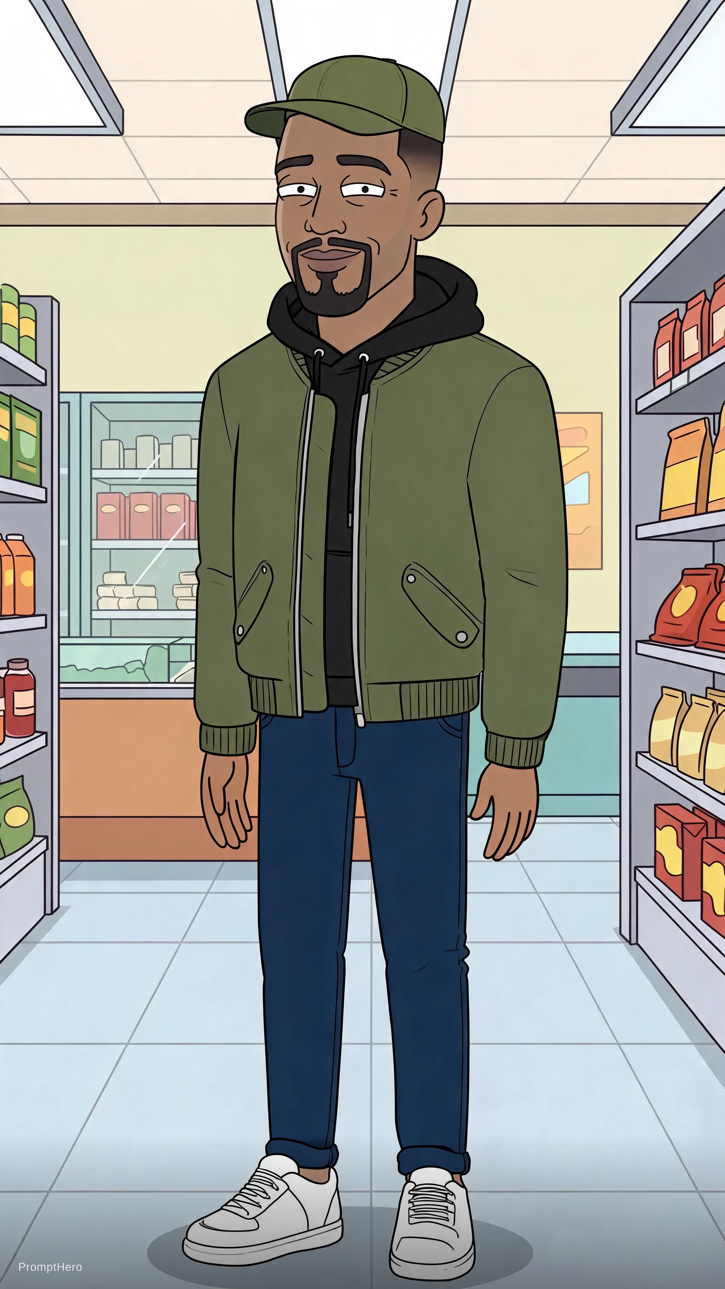 AI generated: Seedream 5 prompt: Dressed in a black hoodie olive green bomber jacke... (Seedream 5 - Concept Art)