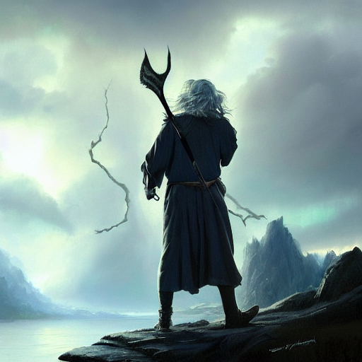 Stable Diffusion prompt: gandalf casts a lightningbolt, d...