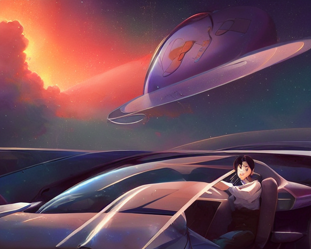 Stable Diffusion prompt: a car in space, cosmic skies. 8 ...