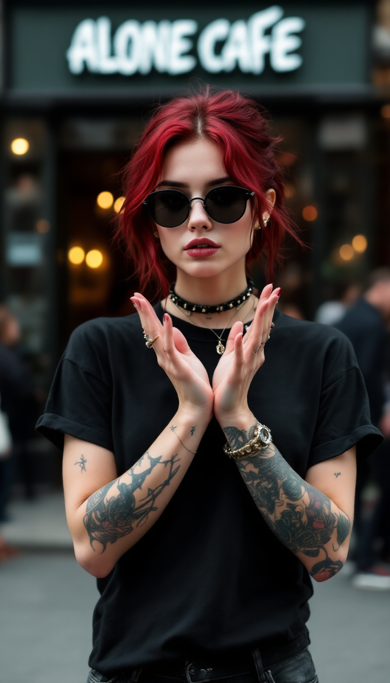 FLUX prompt: A young Russian woman macroview with dark red hair... - FLUX