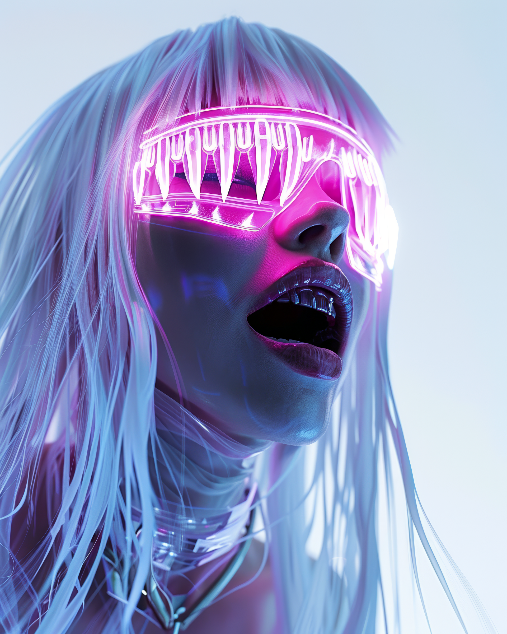 AI generated: Holographic teeth (Midjourney - Portraits)
