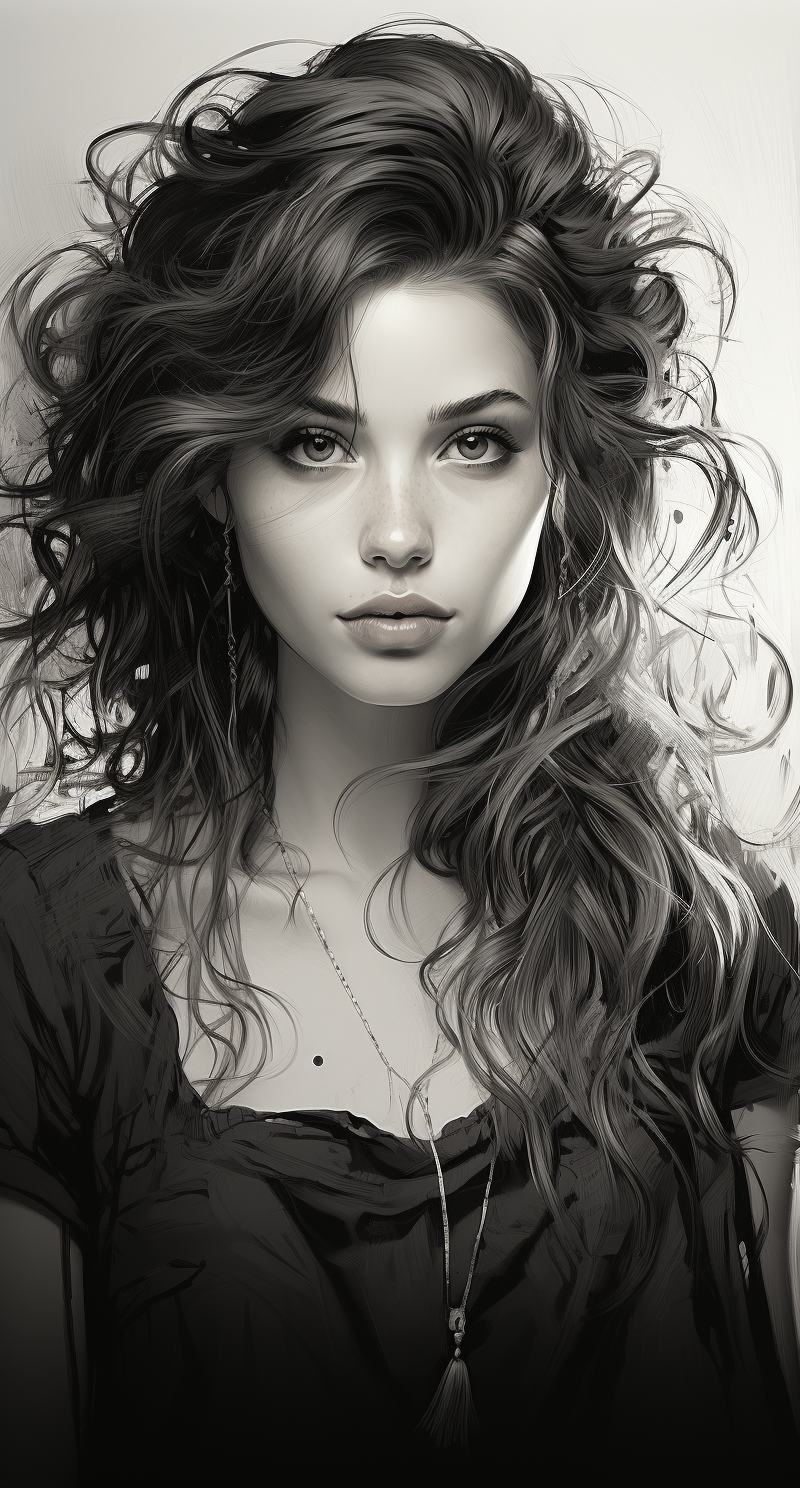 AI generated: Midjourney prompt: free pencil drawings, in the style of beautiful wo... (Midjourney - Portraits)