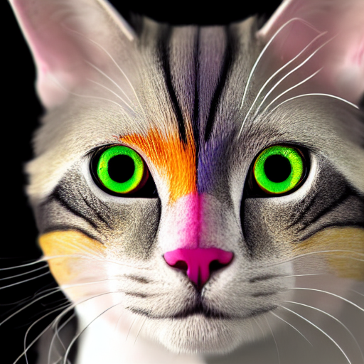Stable Diffusion prompt: colorful cat close-up portrait,...