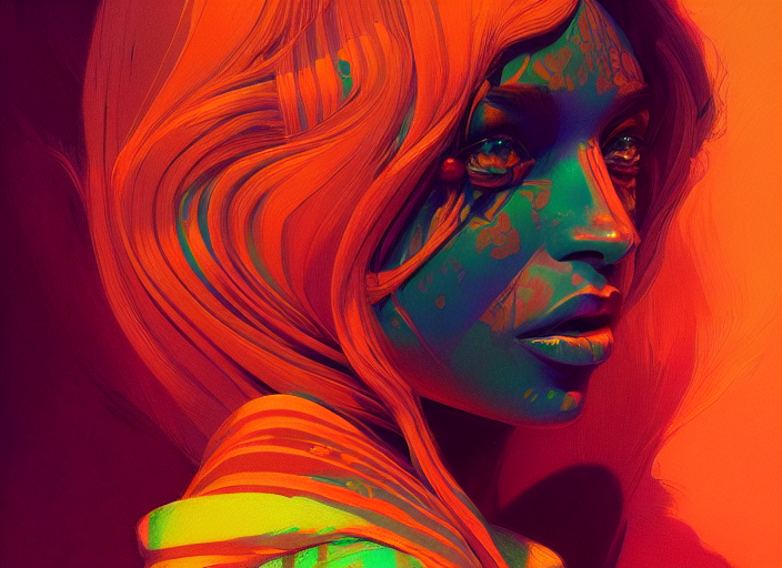 Stable Diffusion prompt: A psychedelic portrait of 🍫, vi...