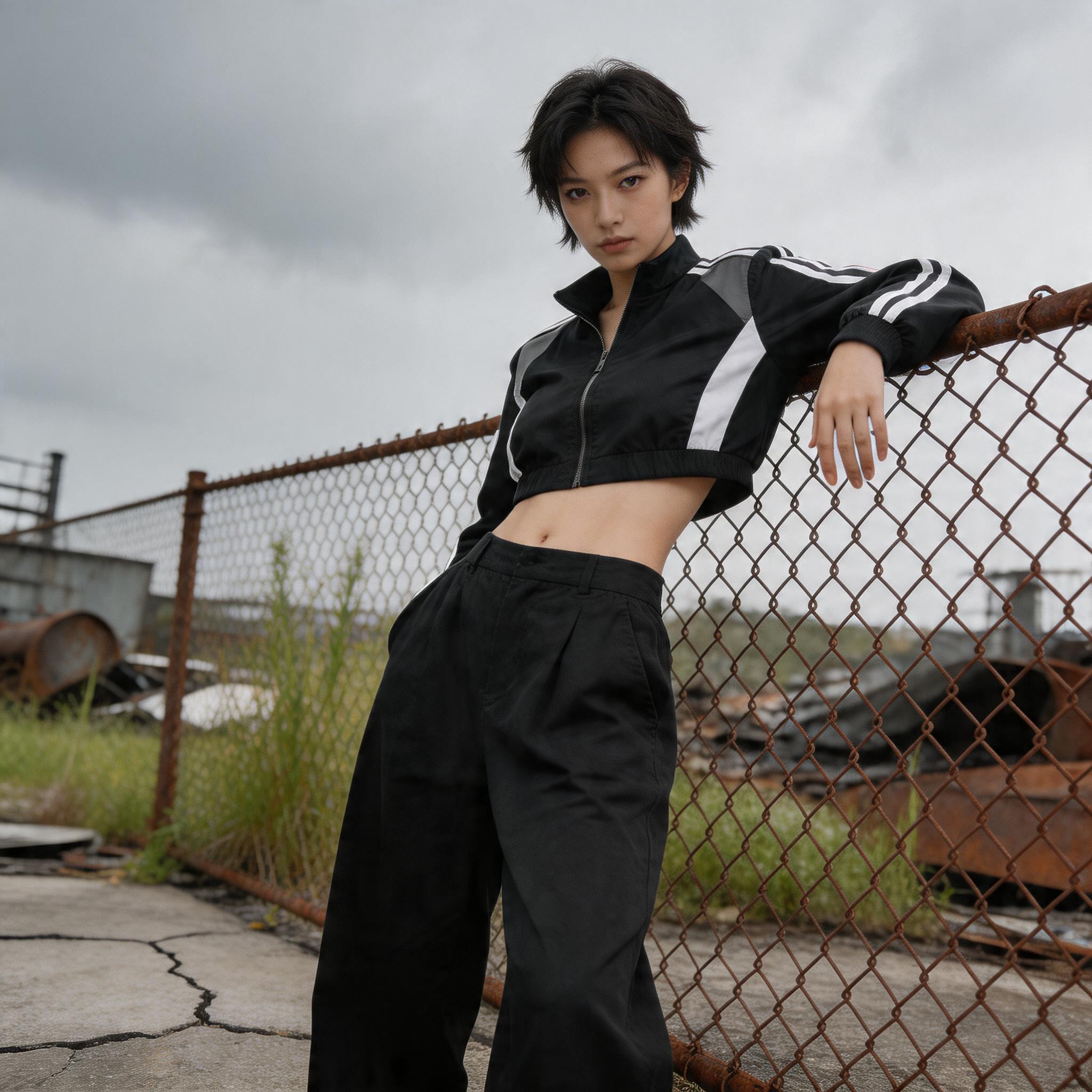 AI generated: Hero prompt: Fashion photo of a Female model with boyish silhou... (Hero - Fashion)