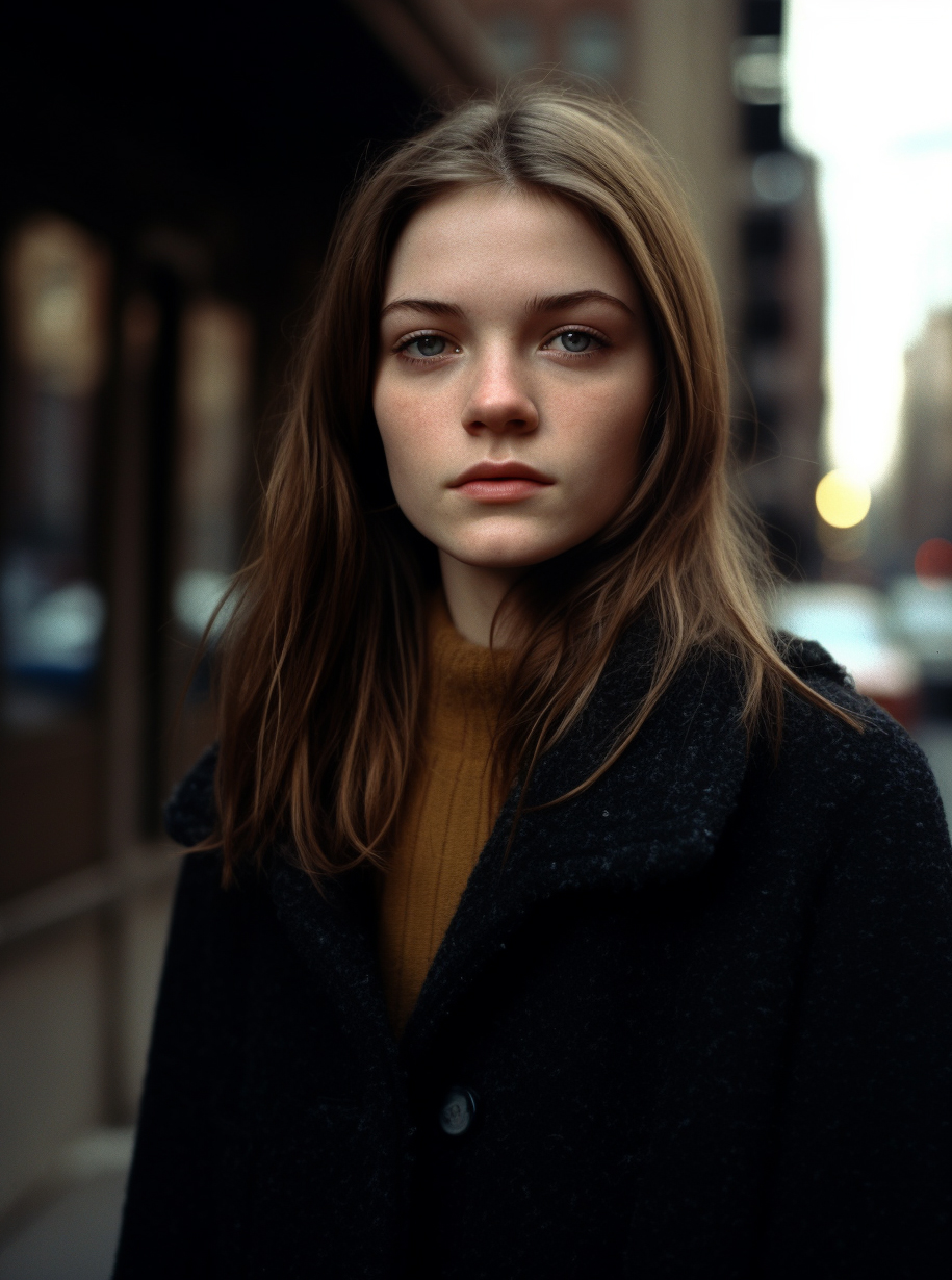 صورة مولدة بالذكاء الاصطناعي: Midjourney prompt: extremely beautiful 18 years old model in the stre... (نموذج Midjourney - تصوير فوتوغرافي)