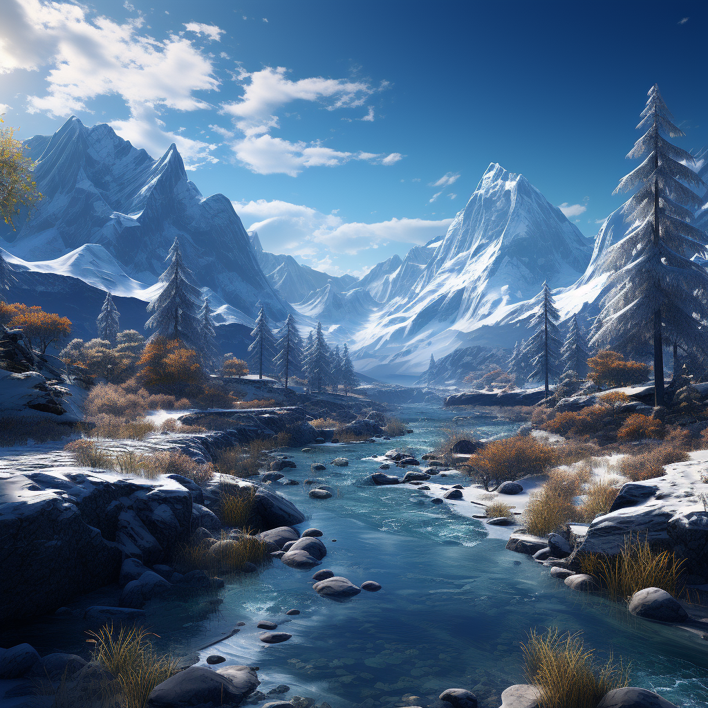 AI generated: Midjourney prompt: a cold and pleasant climate, a beautiful landscape... (Midjourney - Landscapes)