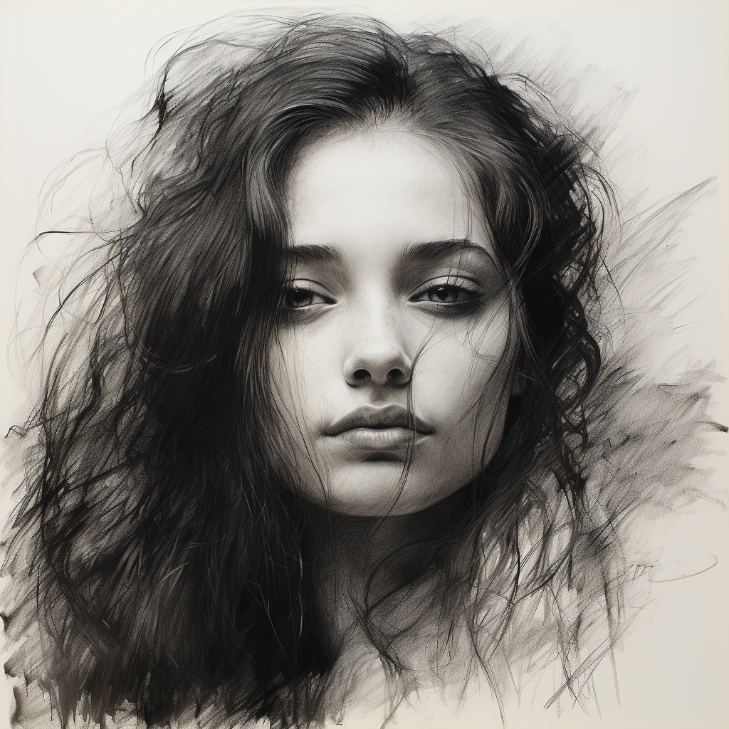 AI generated: Midjourney prompt: graphite pencil drawing, simple, woman's face, by ... (Midjourney - Portraits)