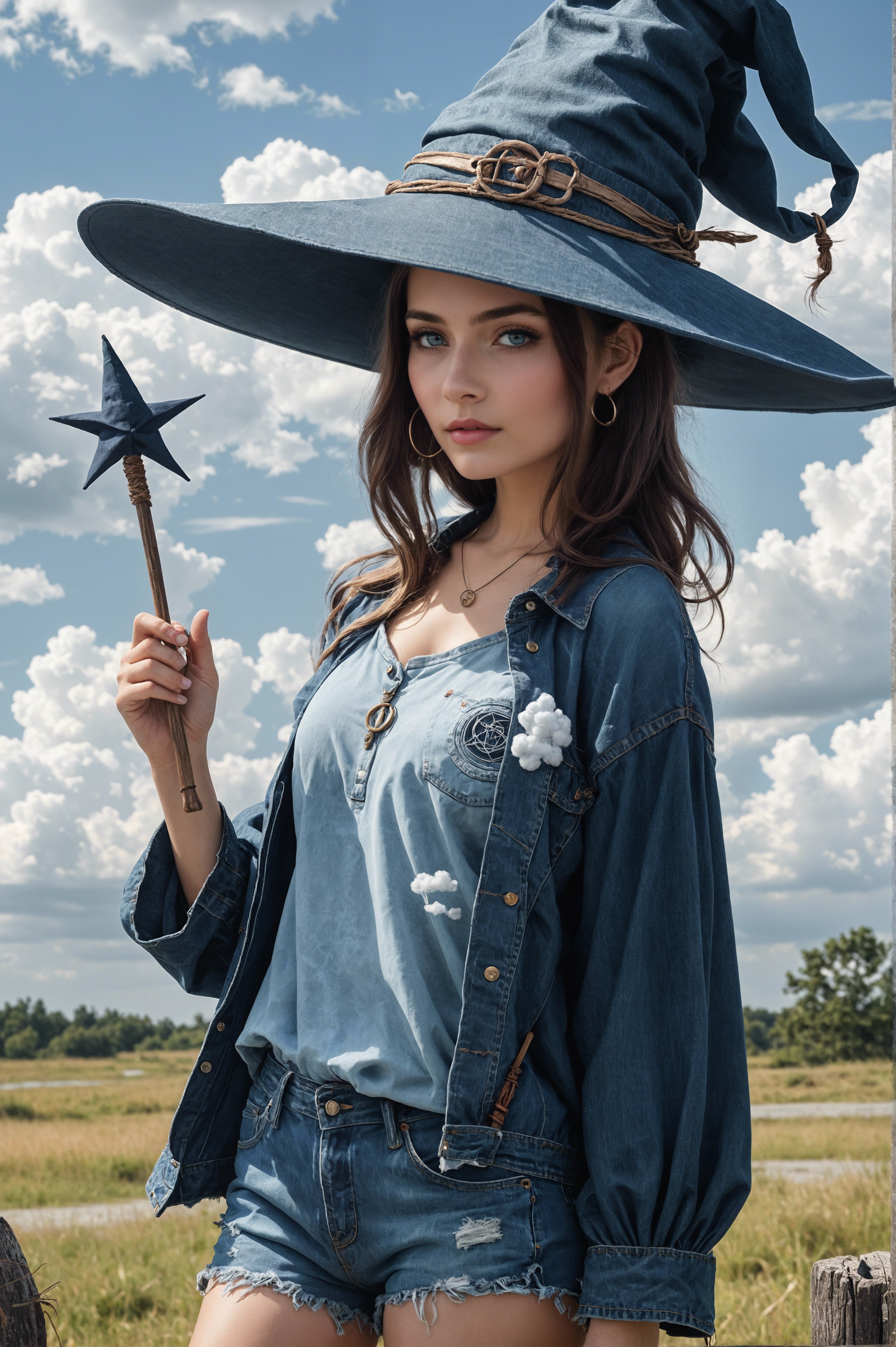 AI generated: Denim Fashioned Witch (Stable Diffusion - Photography)