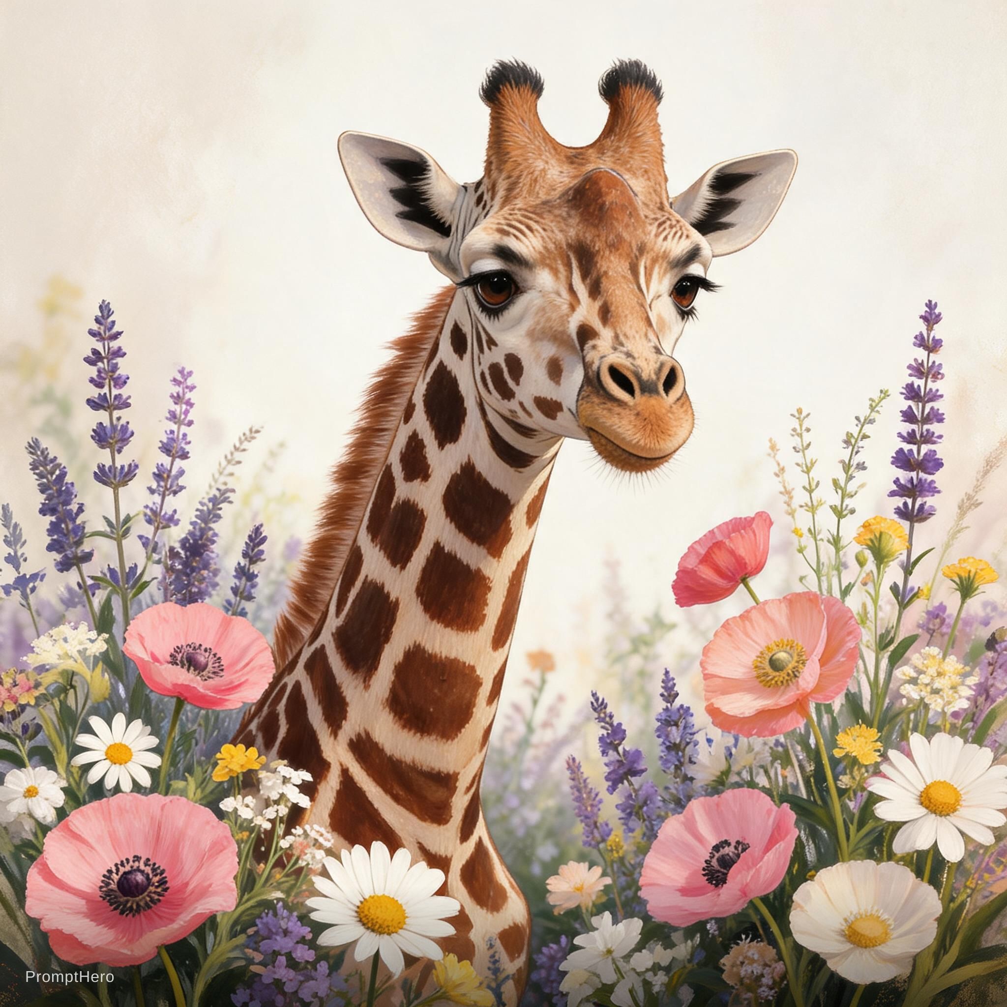 Seedream 5 prompt: giraffe in flowers by artist arne thun, in the sty... - Seedream 5