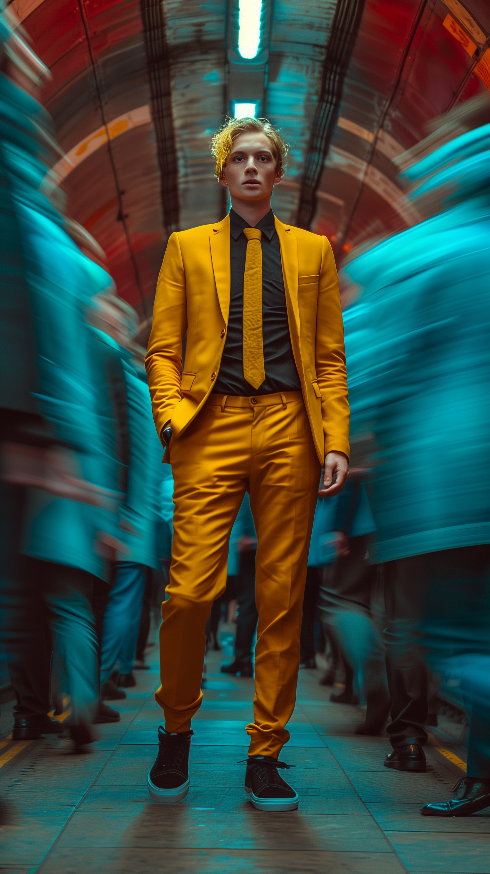 AI generated: Midjourney prompt: photography, front view, full-body shot, artistic ... (Midjourney - Fashion)