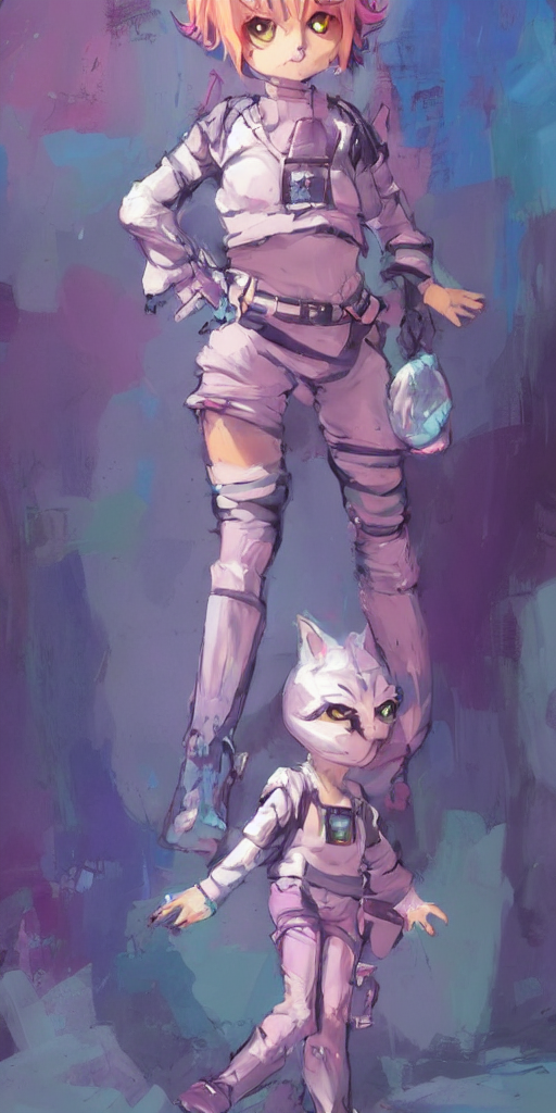 Stable Diffusion prompt: greg manchess chibi cat female s...