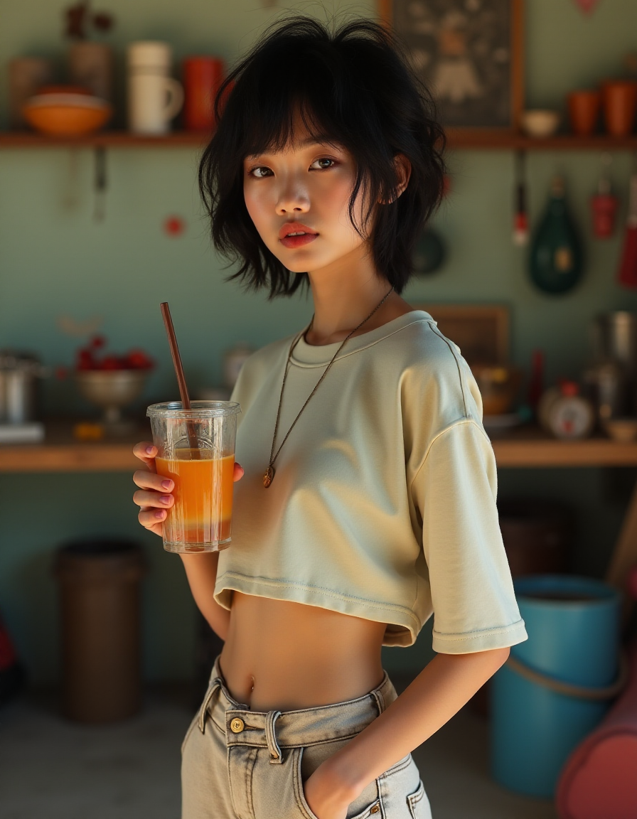 FLUX prompt: High fashion half body photo of a young asian fema... - FLUX