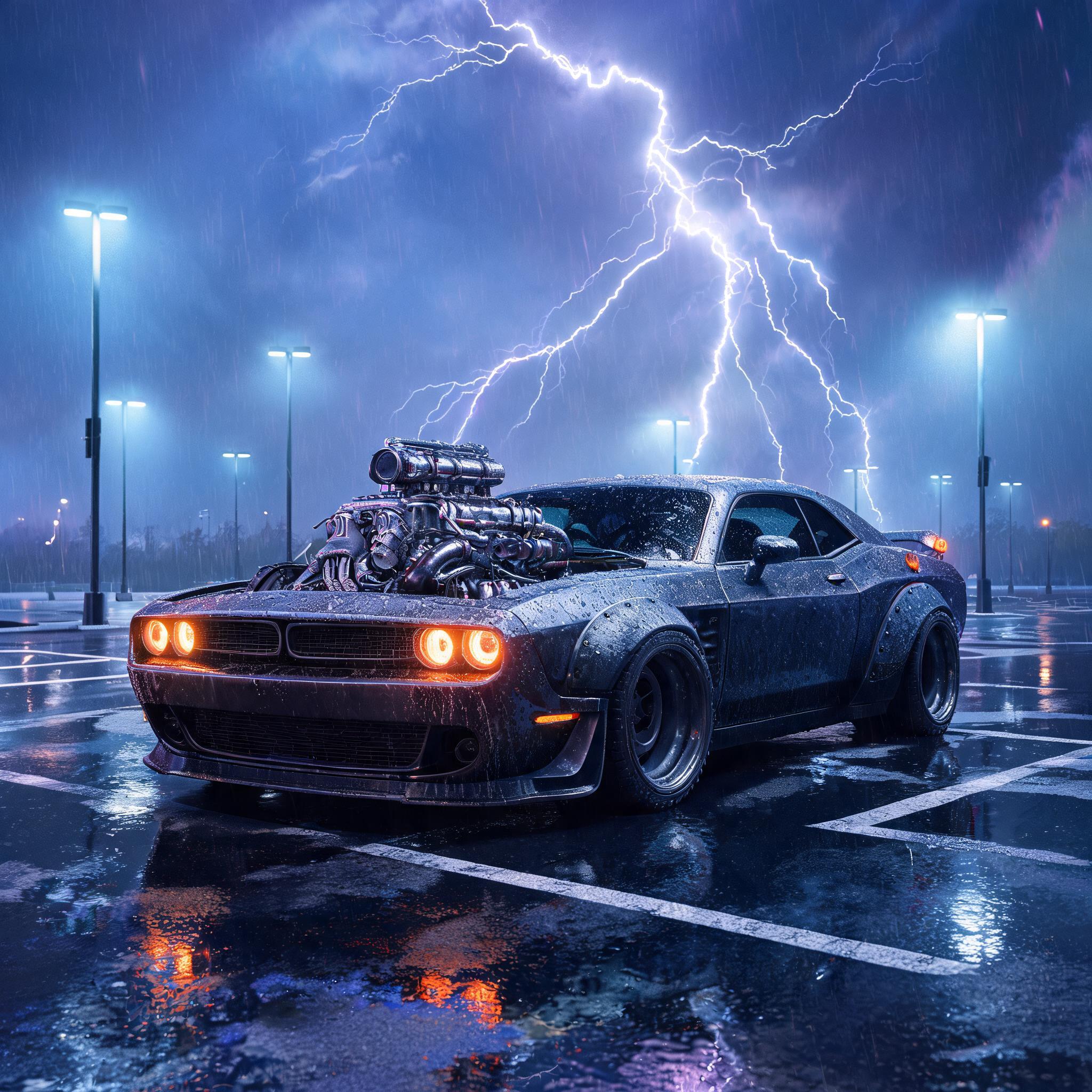 AI generated: Seedream 5 prompt: Very far in the future muscle car with an enormous... (Seedream 5 - Concept Art)