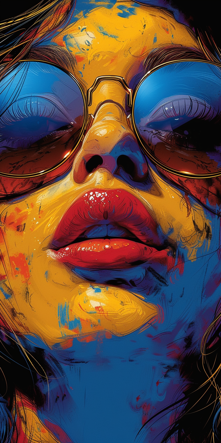 Midjourney prompt: an illustration of a girl wearing sunglasses and h... - Midjourney