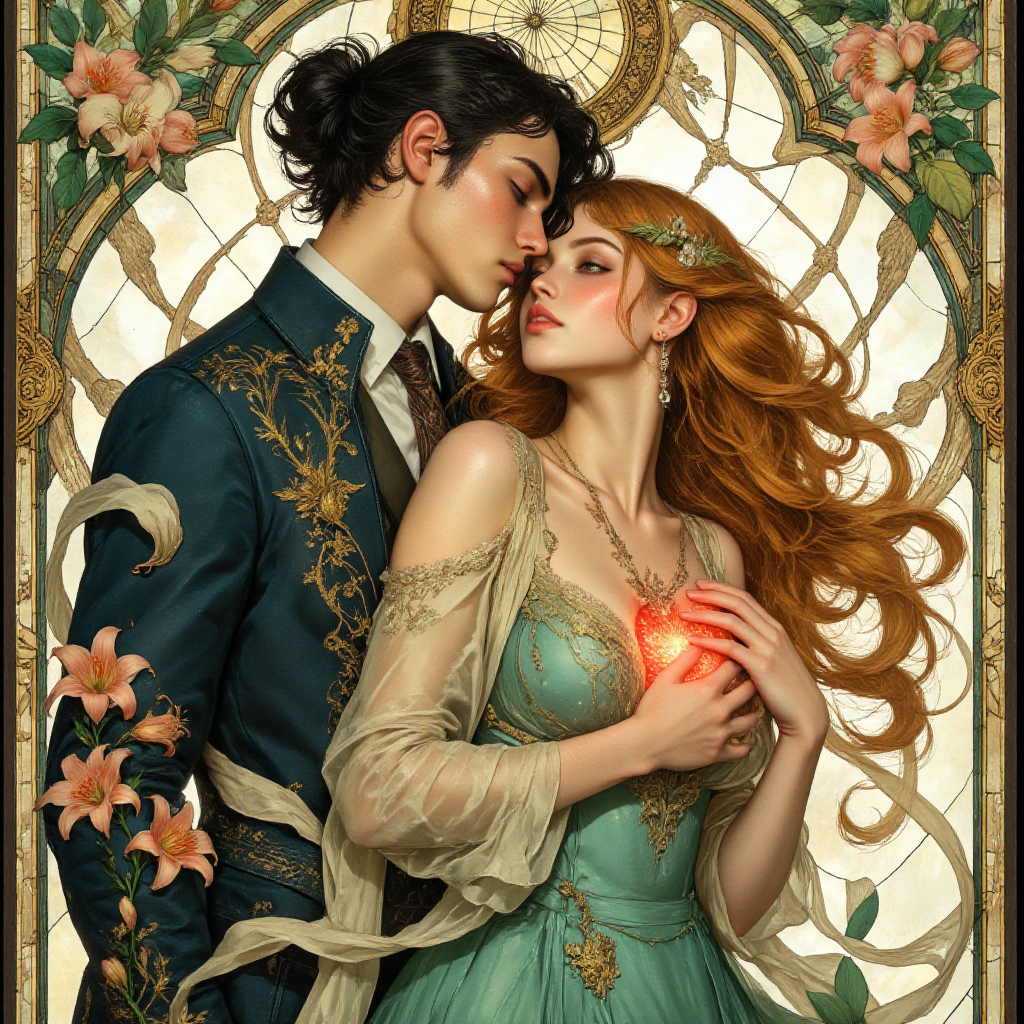 صورة مولدة بالذكاء الاصطناعي: FLUX prompt: Intricate Art Nouveau tableau in the style of Alph... (نموذج FLUX - فن مفاهيمي)