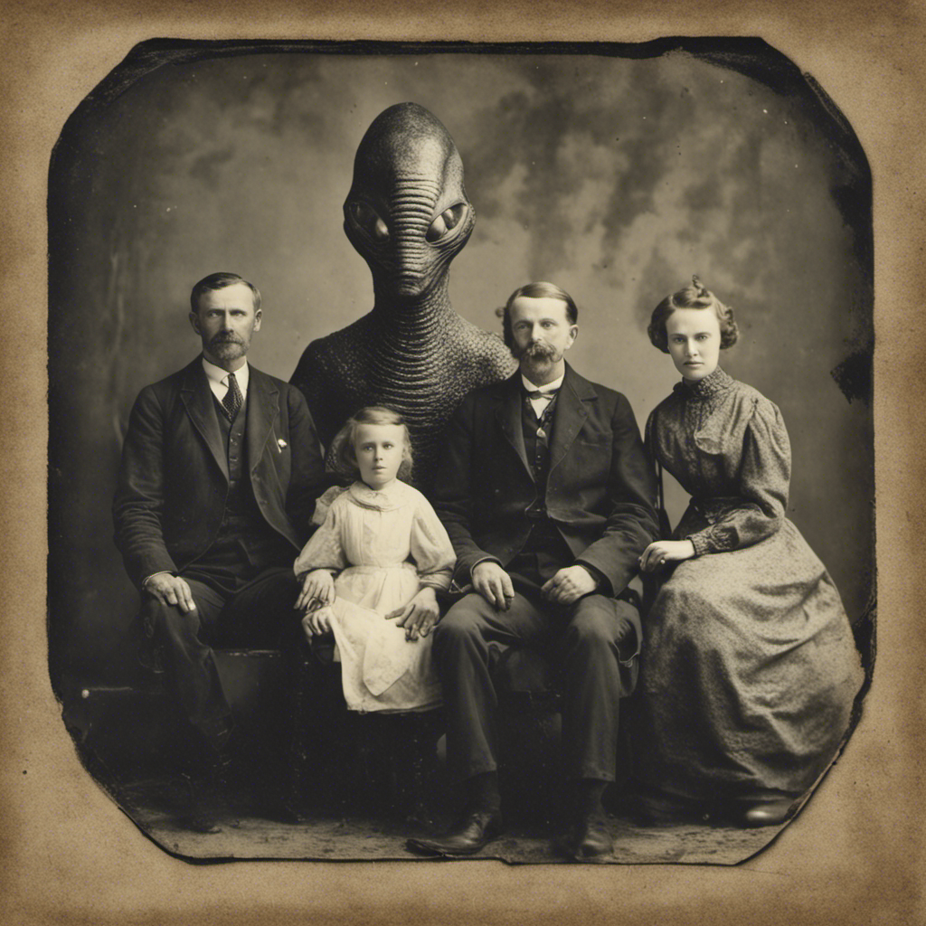 AI generated: Stable Diffusion prompt: daguerotype photo, family, with alien monster, sty (Stable Diffusion - Concept Art)