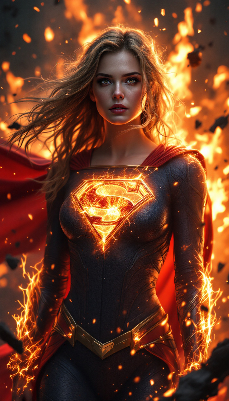 FLUX prompt: Envision a fully body portrait of a supergirl ris... - FLUX