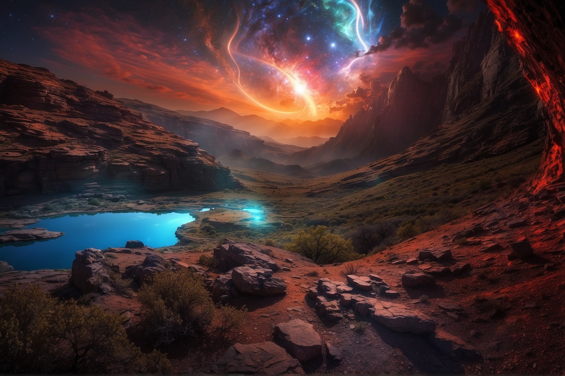 AI generated: Stable Diffusion prompt: This is a scene of a cosmic wonder, where two worl... (Stable Diffusion - Portraits)